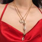 Alloy Shell & Angel Pendant Necklace 2434 - Gold - One Size