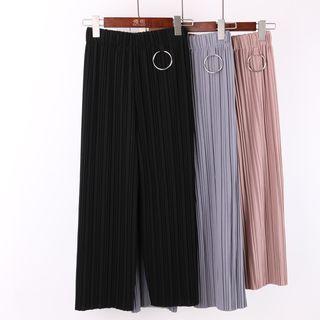 Ring Detail Pleated Wide-leg Pants