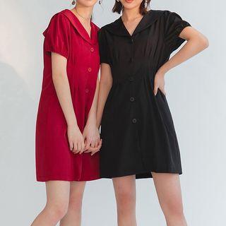Lapel Short-sleeve Dress