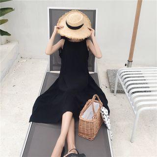 Spaghetti Strap A-line Midi Dress / Long-sleeve Top