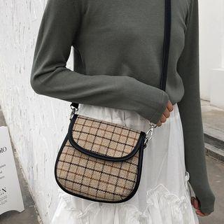 Plaid Crossbody Bag Black - One Size