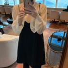Flare-sleeve Blouse / Spaghetti Strap Dress