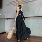 Tie-back Spaghetti Strap Maxi A-line Dress