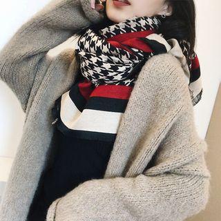 Houndstooth Fringed Trim Scarf As Shown In Figure - 200 X 65cm