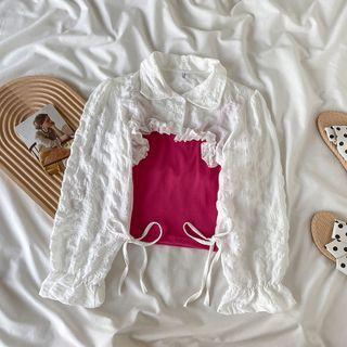 Bell-sleeve Ruffled Shirt Shrug / Camisole Top