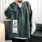 Tag Embroidered Zip-up Hooded Jacket