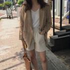 Single Breasted Blazer Light Brown - One Size