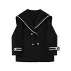 Braided Trim Double Breasted Woolen Coat