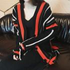 Patterned Ripped Cardigan / Sleeveless Midi Rib Knit Dress
