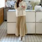 Plus Size Pleated-panel Maxi Hoodie Dress