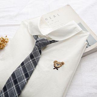 Set:long-sleeve Embroidered Shirt + Tie