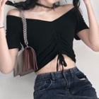 Short-sleeve Drawstring Cropped T-shirt