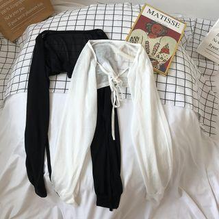 Long Sleeve Open Front Crop Cardigan