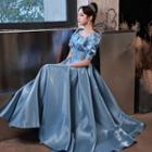 Short-sleeve Silky A-line Gown
