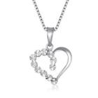 14k White Gold Polished And Textured Diamond Cut Heart Necklace (16), Women Jewelry In Gift Box