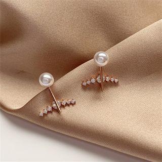 Faux Pearl Rhinestone Earring 1 Pair - Earrings - One Size