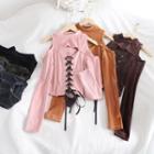 Cutout Lace-up Long-sleeve Top