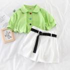 Set: Buttoned Top + Shorts With Belt