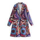 Printed Button-up Long Coat