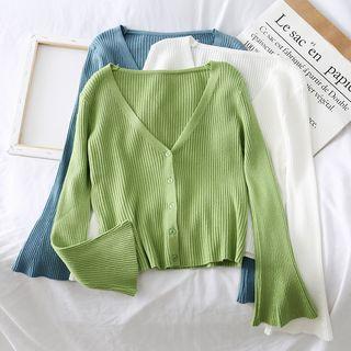 Bell-sleeved Knit Cardigan