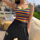 Lettuce-edge Multicolor Sleeveless Top