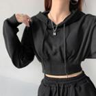 Cropped Loose-fit Hooded Pullover