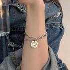 Lettering Pendant Sterling Silver Bracelet Sl0527 - Silver - One Size