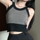 Striped Knit Camisole Top Black - One Size