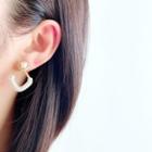 Faux Pearl Dangle Earring 1 Pair - Clip On Earring - Gold Trim & Faux Pearl - White - One Size