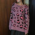 Leopard Print Sweater Sweater - Pink - One Size