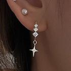 Rhinestone Star Drop Earring 1 Piece - Silver - One Size