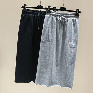Drawstring Straight-fit Skirt