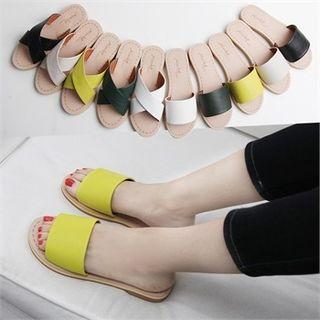 Faux-leather Slide Sandals (2 Types)