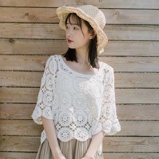 Crochet Elbow Sleeve Blouse