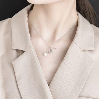 925 Sterling Silver Pearl Pendant Necklace Silver - One Size