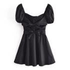 Short-sleeve Bow-accent Slim-fit Dress