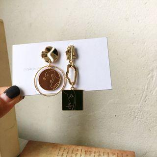 Asymmetric Embossed Earring / Clip-on Earring
