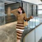 Cropped Sweater / Color Block Midi Tank Knit Dress