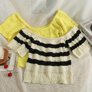 Eyelet Boatneck Crop T-shirt