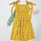 Tie-shoulder Floral Print Strappy Mini A-line Dress