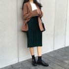 Velvet Accordion Midi Skirt