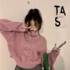 High-neck Cable Knit Cropped Top