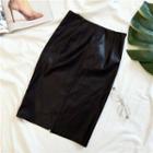 Straight Fit Faux Leather Skirt