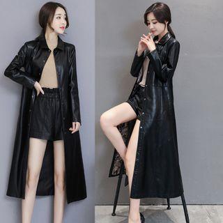 Midi Faux Leather Coat