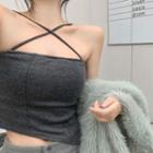 Cross-strap Cropped Tank Top Gray - One Size