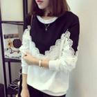 Two-tone Crochet Panel Pullover