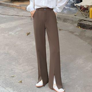 Regular Waist Slit Straight Leg Dress Pants