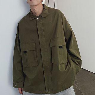 Collared Pocket Detail Zip Jacket