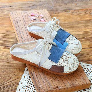 Crochet Panel Round-toe Mules