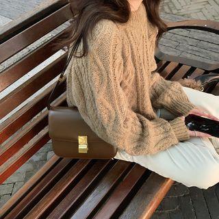 Plain Cable Knit Sweater Camel - One Size